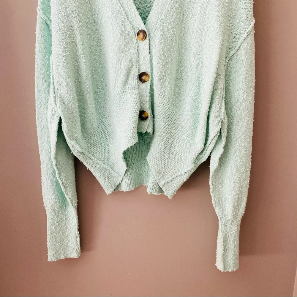 Free People Button Up Cardigan Teal Sz XS